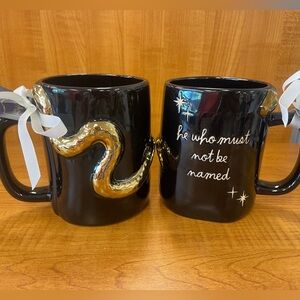 RAE DUNN Harry Potter Gold Nagini Snake He Who Must Not Be Named Coffee Mug NWT